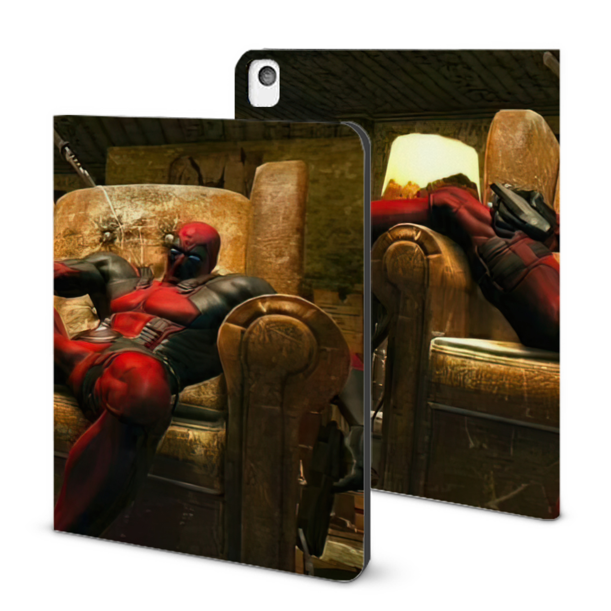 （画像用） Deadpool デッドプール IPadケース ペンホルダー付き ブックスタイルデザイン
